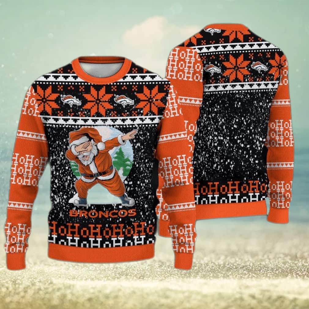 NFL Denver Broncos Ugly Christmas Sweater Santa Claus Ho Ho Ho Ho NFL Denver Broncos Ugly Christmas Sweater Santa Claus Ho Ho Ho Ho