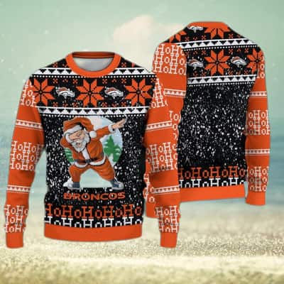 NFL Denver Broncos Ugly Christmas Sweater Santa Claus Ho Ho Ho Ho