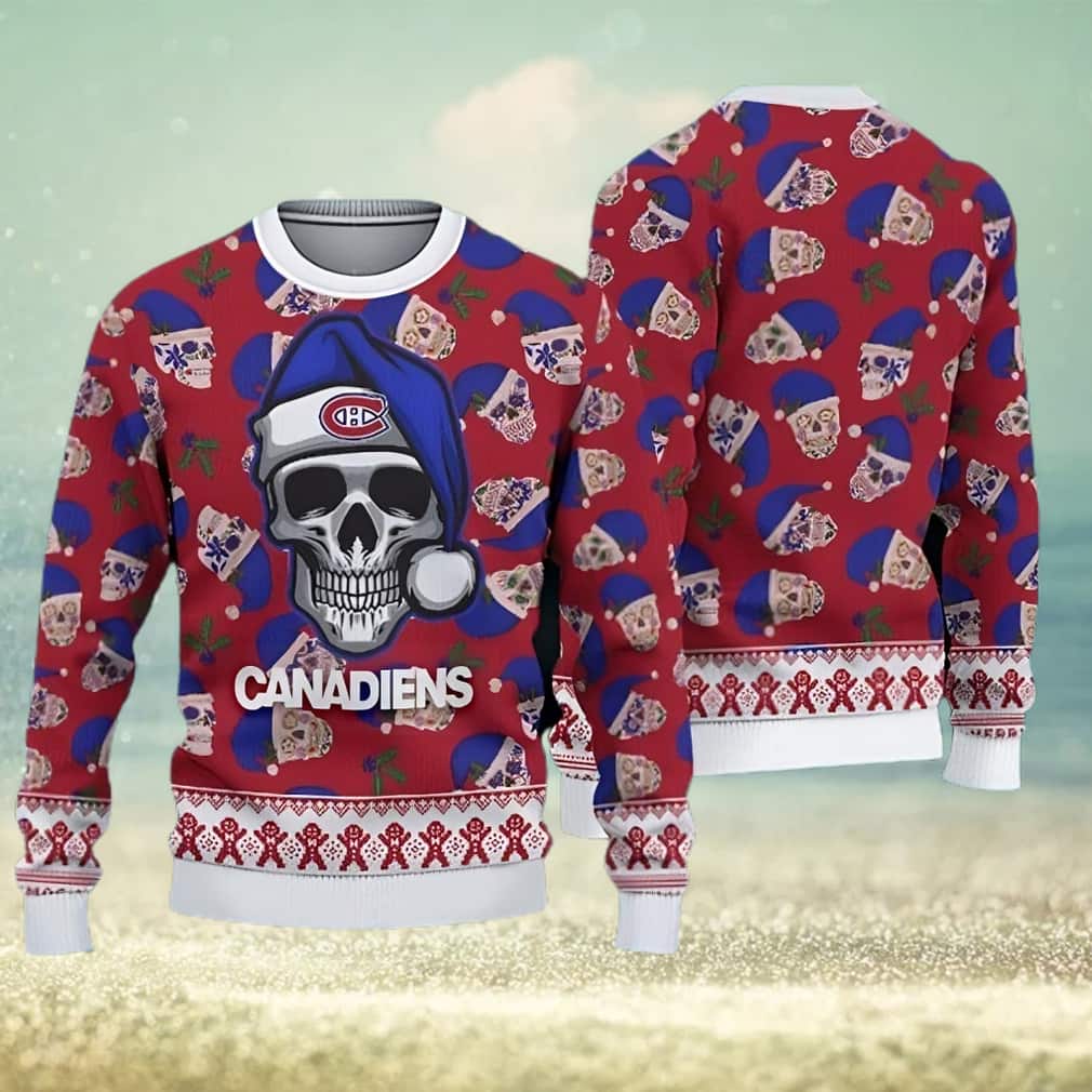 NHL Montreal Canadiens Ugly Christmas Sweater Skull NHL Montreal Canadiens Ugly Christmas Sweater Skull