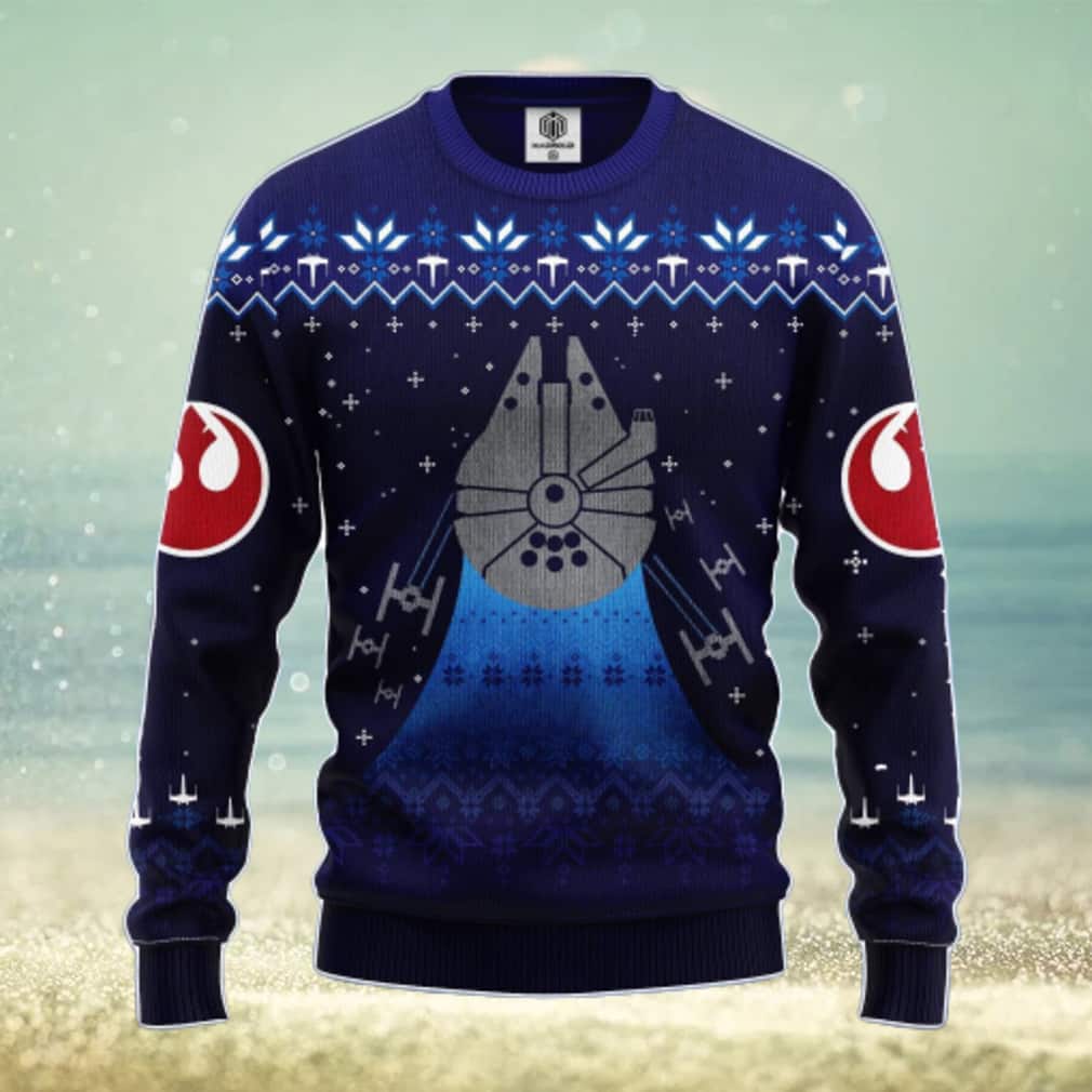Navy Blue Star Wars Ugly Christmas Sweater Winter Gift Navy Blue Star Wars Ugly Christmas Sweater Winter Gift