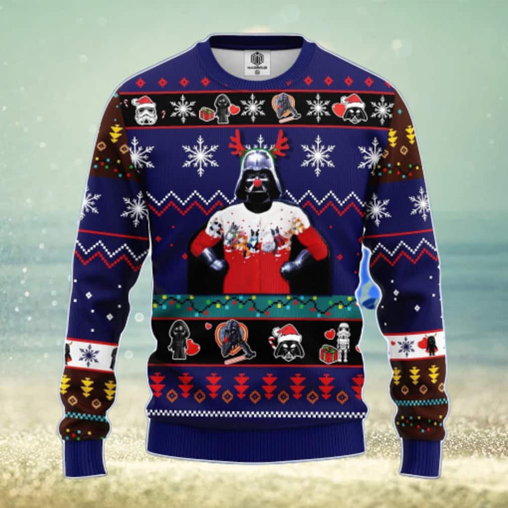 Blue Darth Vader Star Wars Ugly Christmas Sweater Stormtroopers