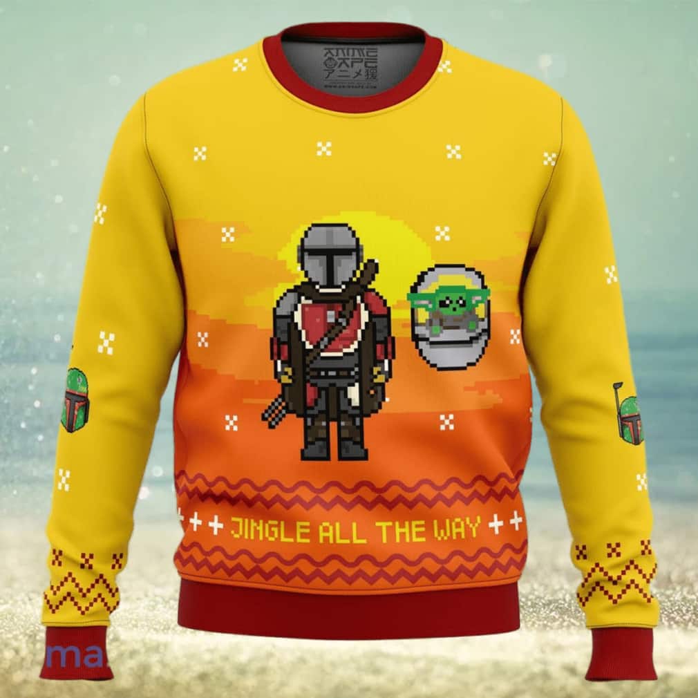 Baby Yoda Star Wars Ugly Christmas Sweater Mandalorian Jingle All The Way