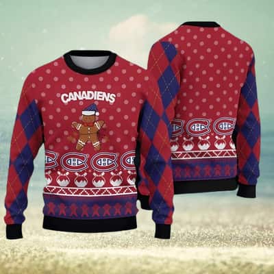 NHL Montreal Canadiens Gingerbread Man Ugly Christmas Sweater