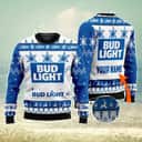 Bud Light Beer Ugly Christmas Sweater Snowflake Pine Tree Custom Name Bud Light Beer Ugly Christmas Sweater Snowflake Pine Tree Custom Name