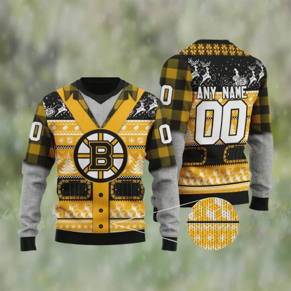 NHL Boston Bruins Ugly Christmas Sweater Custom Name NHL Boston Bruins Ugly Christmas Sweater Custom Name
