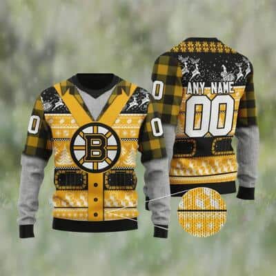 NHL Boston Bruins Ugly Christmas Sweater Custom Name