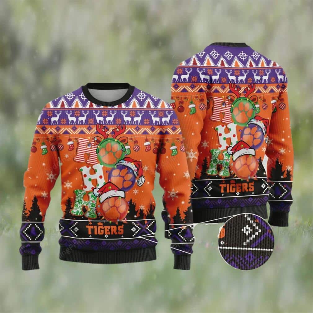 NCAA Clemson Tigers Ugly Christmas Sweater Ho Ho Ho NCAA Clemson Tigers Ugly Christmas Sweater Ho Ho Ho