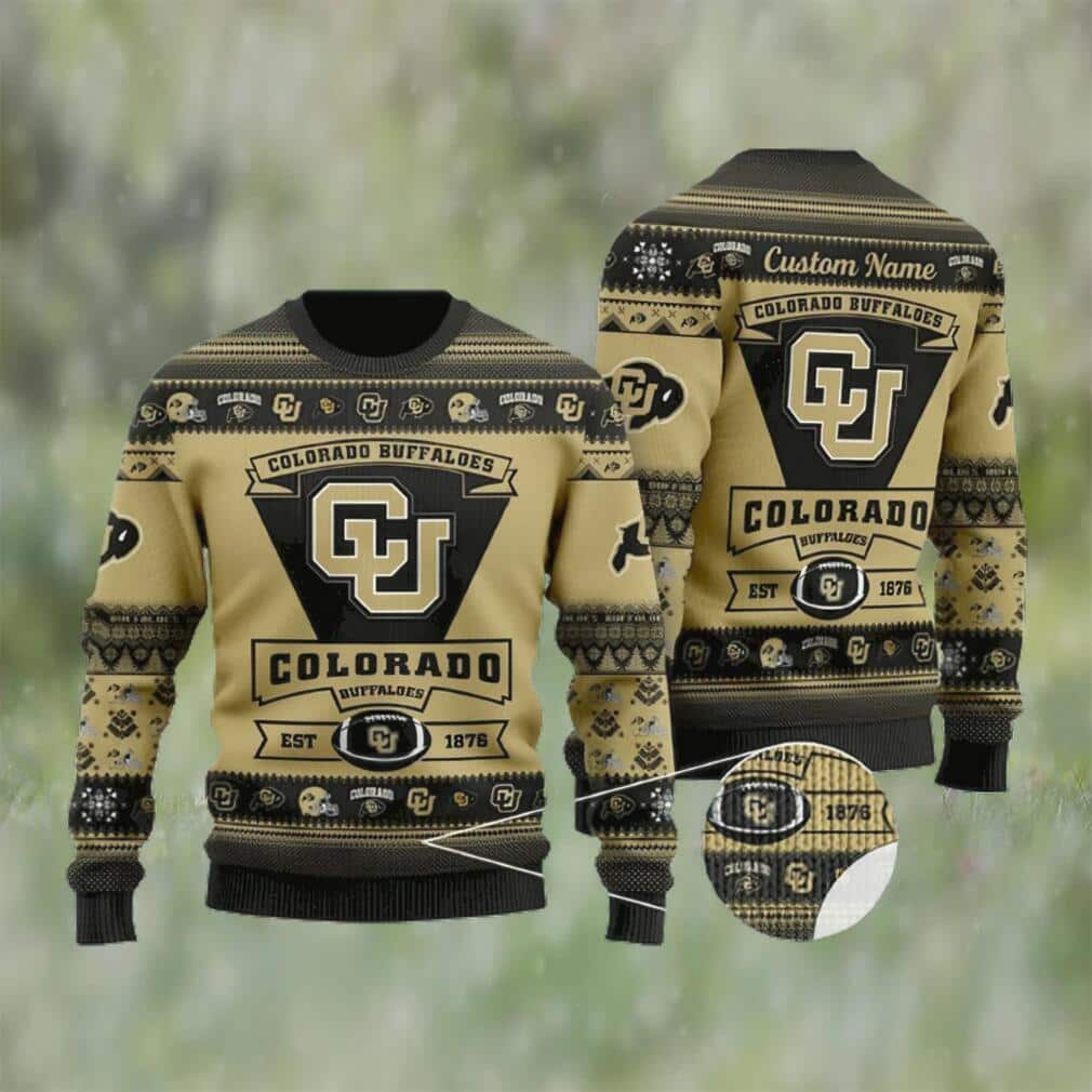 NCAA Colorado Buffaloes Ugly Christmas Sweater Custom Name NCAA Colorado Buffaloes Ugly Christmas Sweater Custom Name