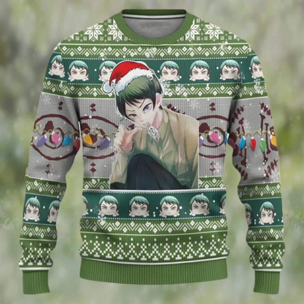 Green Yushiro Demon Slayer Ugly Christmas Sweater Green Yushiro Demon Slayer Ugly Christmas Sweater