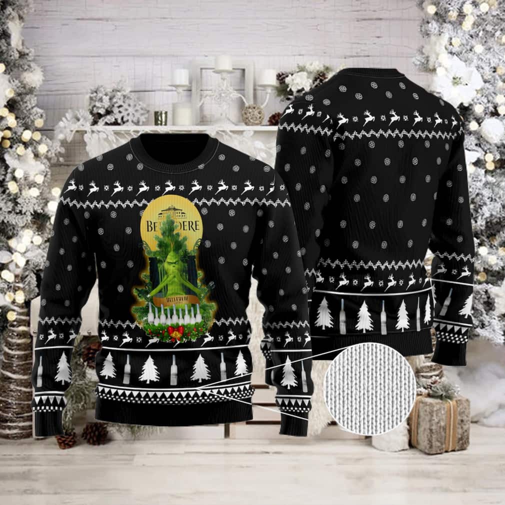 Funny Grinch Belvedere Vodka Ugly Christmas Sweater Snowflake Funny Grinch Belvedere Vodka Ugly Christmas Sweater Snowflake