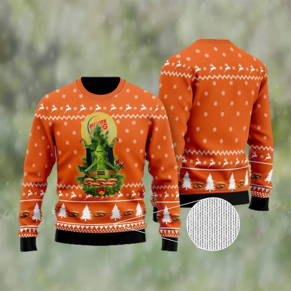 Orange Grinch Burger King Ugly Christmas Sweater Orange Grinch Burger King Ugly Christmas Sweater