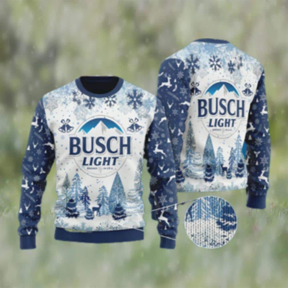 Busch Light Beer Ugly Christmas Sweater Snowflake Pattern Busch Light Beer Ugly Christmas Sweater Snowflake Pattern