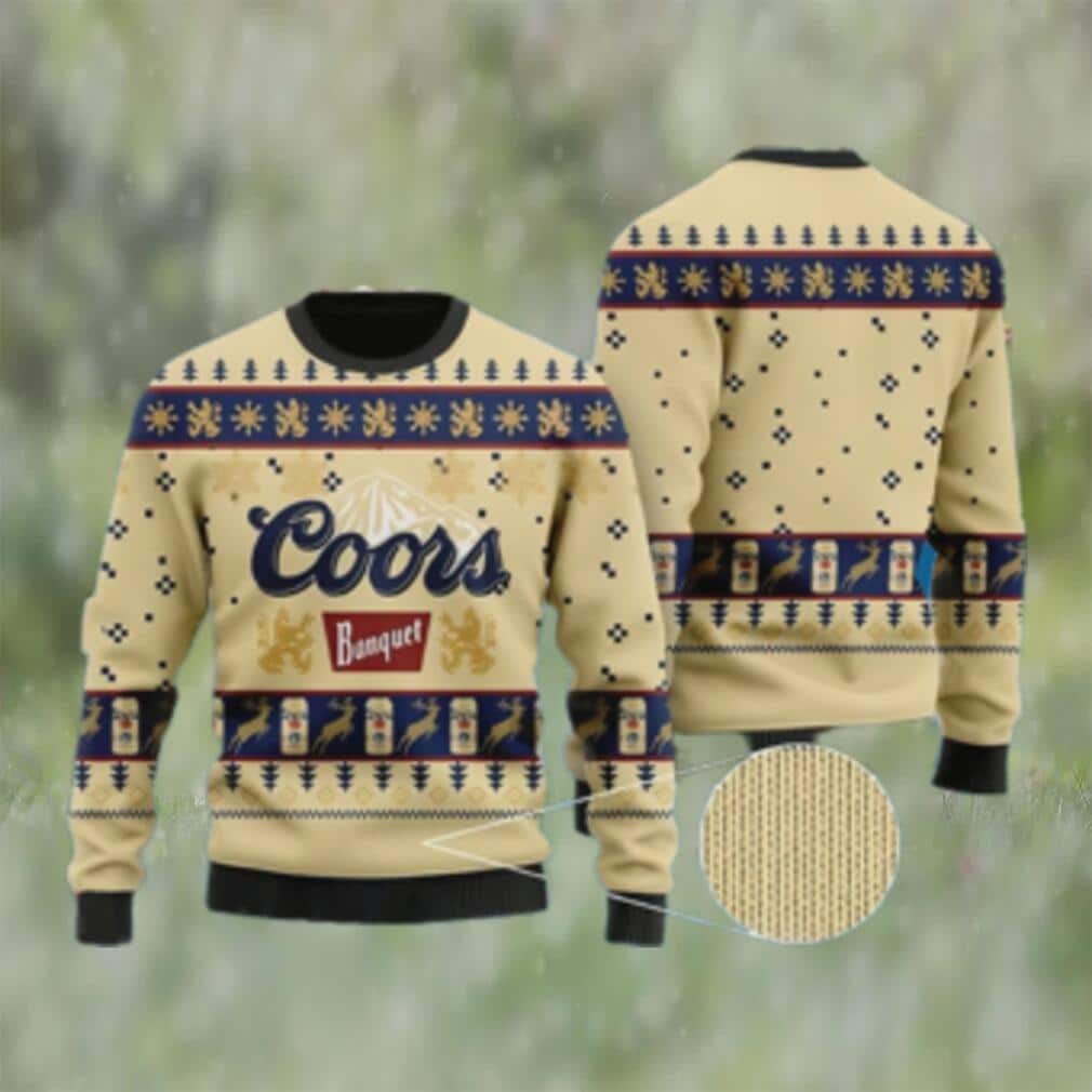 Coors Banquet Ugly Christmas Sweater Snowflake Pattern Coors Banquet Ugly Christmas Sweater Snowflake Pattern