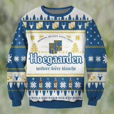 Hoegaarden Beer Ugly Christmas Sweater Reindeer Snowflake