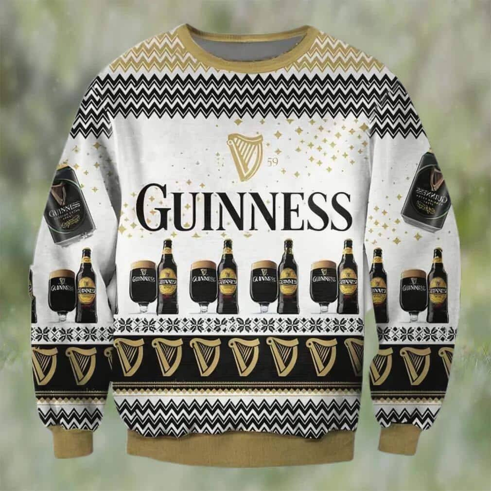 Guinness Beer Ugly Christmas Sweater Chevron Pattern Guinness Beer Ugly Christmas Sweater Chevron Pattern