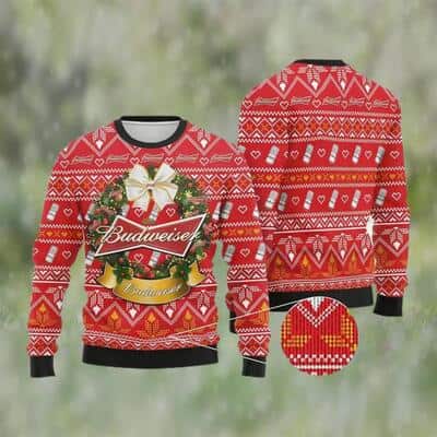 Red Black Budweiser Beer Ugly Christmas Sweater