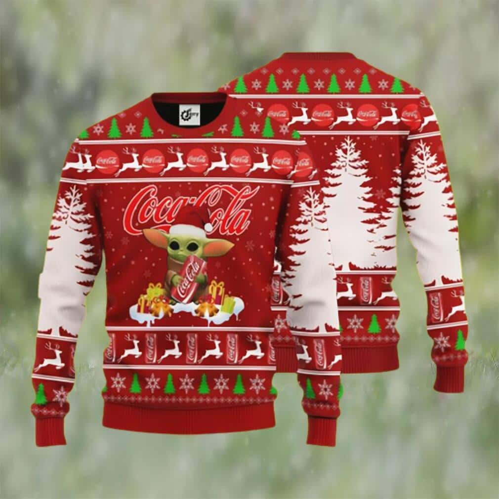 Baby Yoda Loves Coca-Cola Ugly Christmas Sweater Baby Yoda Loves Coca-Cola Ugly Christmas Sweater