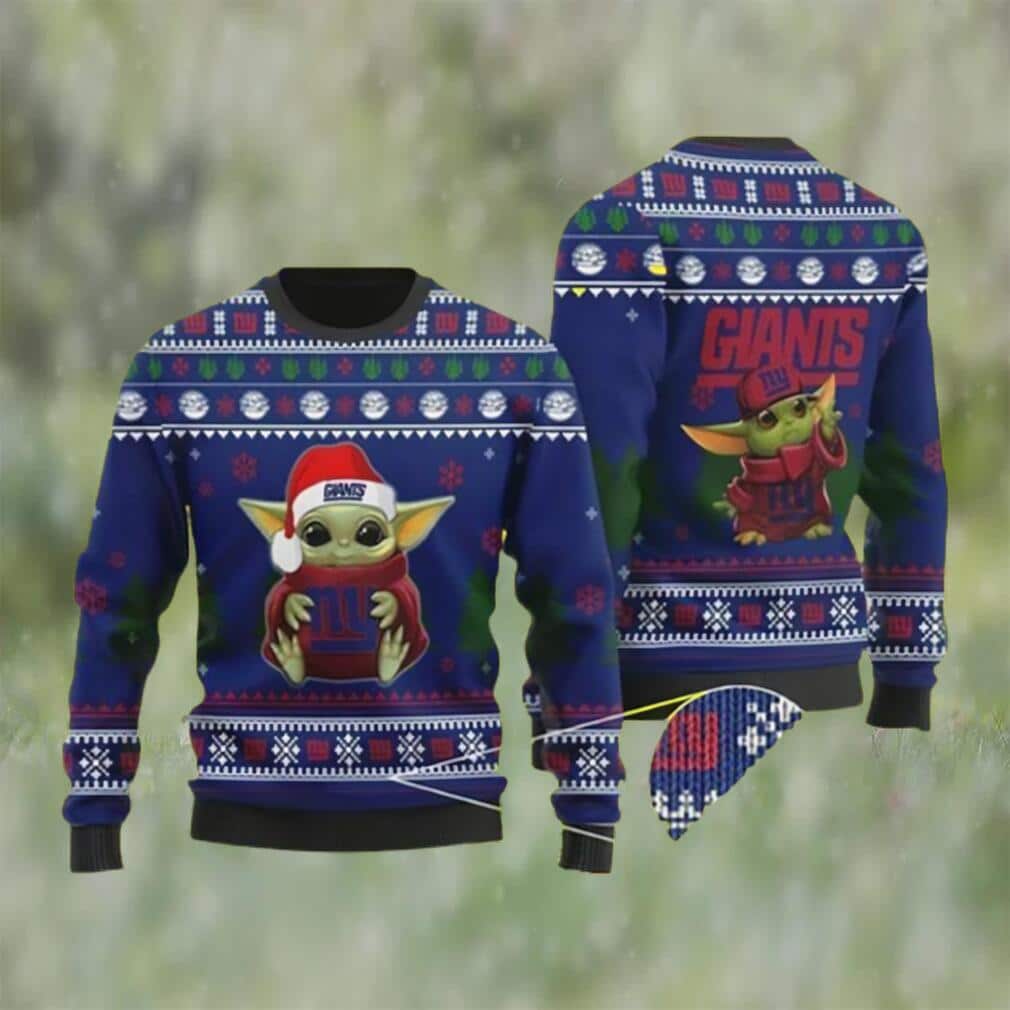 Baby Yoda Loves NFL New York Giants Ugly Christmas Sweater Baby Yoda Loves NFL New York Giants Ugly Christmas Sweater