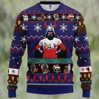 Funny Star Wars Darth Vader Ugly Christmas Sweater Snowflake Pattern Funny Star Wars Darth Vader Ugly Christmas Sweater Snowflake Pattern