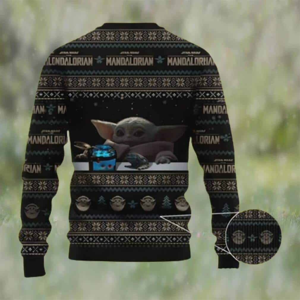 Black Baby Yoda Star Wars Ugly Christmas Sweater Mandalorian Black Baby Yoda Star Wars Ugly Christmas Sweater Mandalorian