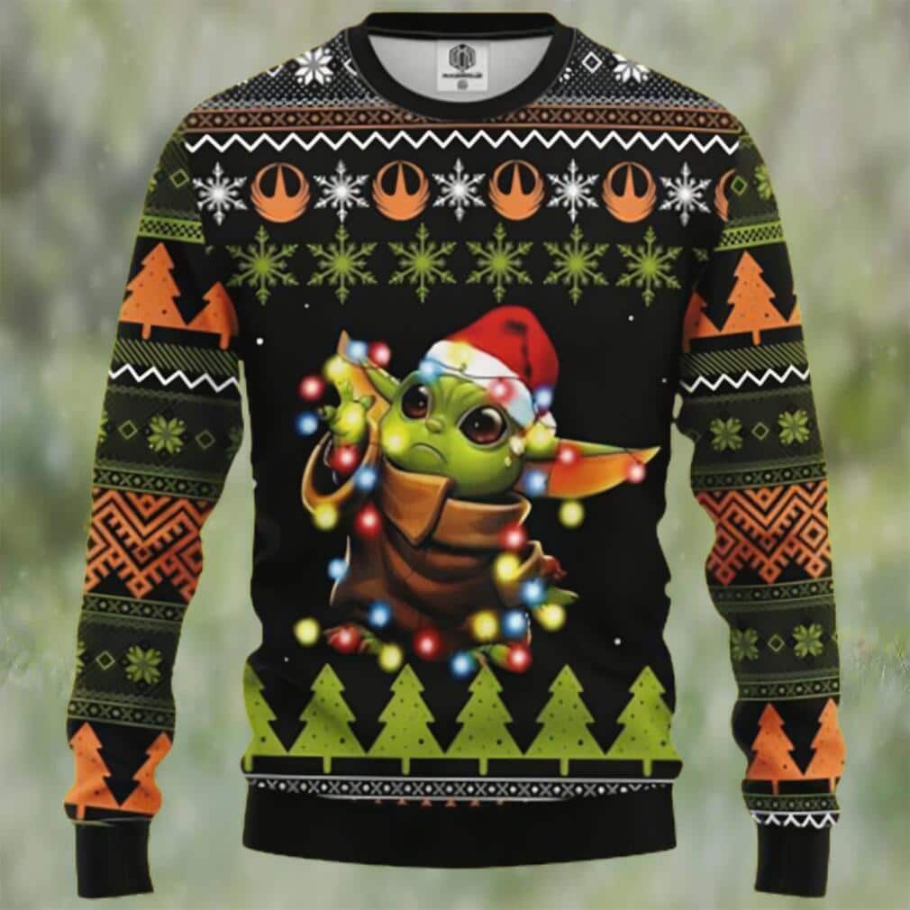 Cool Baby Yoda Santa Light Ugly Christmas Sweater Cool Baby Yoda Santa Light Ugly Christmas Sweater