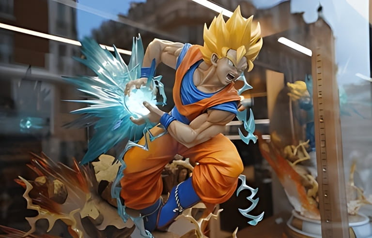 paris france 05 05 2023 : high quality figurines of japanese anime characters in a vitrine paris france 05 05 2023 : high quality figurines of japanese anime characters in a vitrine