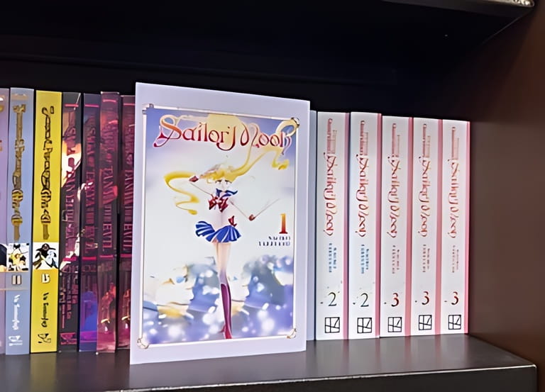 Woodinville, WA USA - circa November 2022: Close up selective focus on Sailor Moon manga for sale inside a Barnes and Noble store. Woodinville, WA USA - circa November 2022: Close up selective focus on Sailor Moon manga for sale inside a Barnes and Noble store.