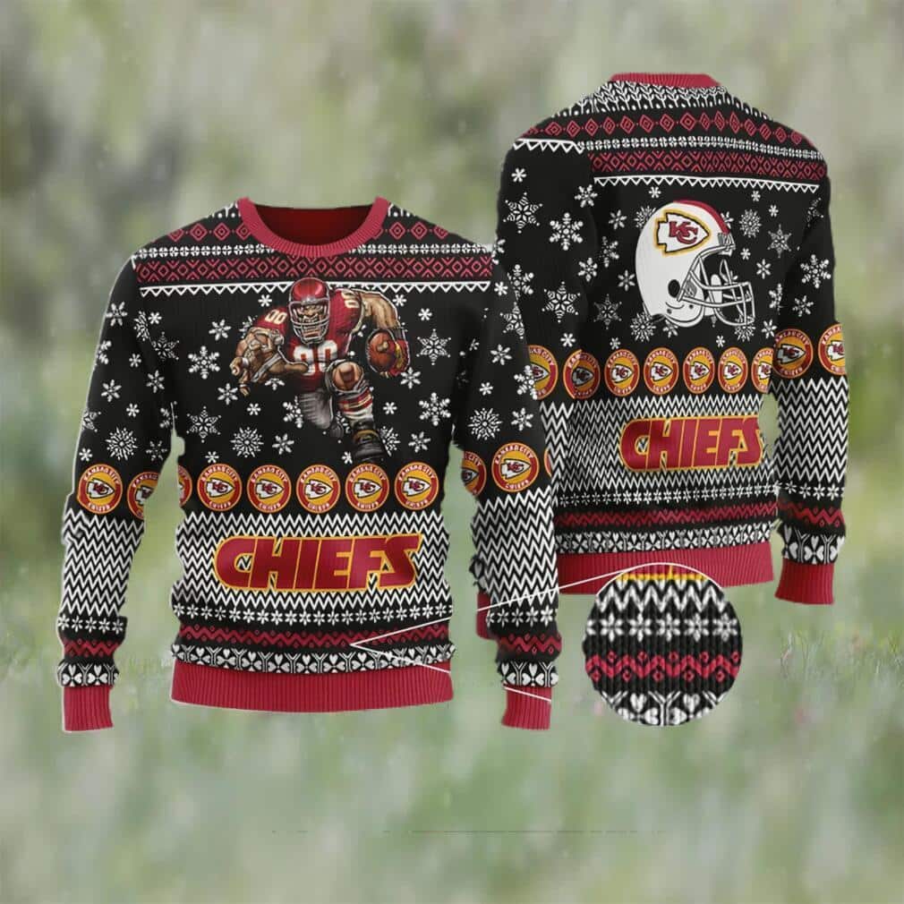 NFL Kansas City Chiefs Ugly Christmas Sweater Snowflake Pattern NFL Kansas City Chiefs Ugly Christmas Sweater Snowflake Pattern