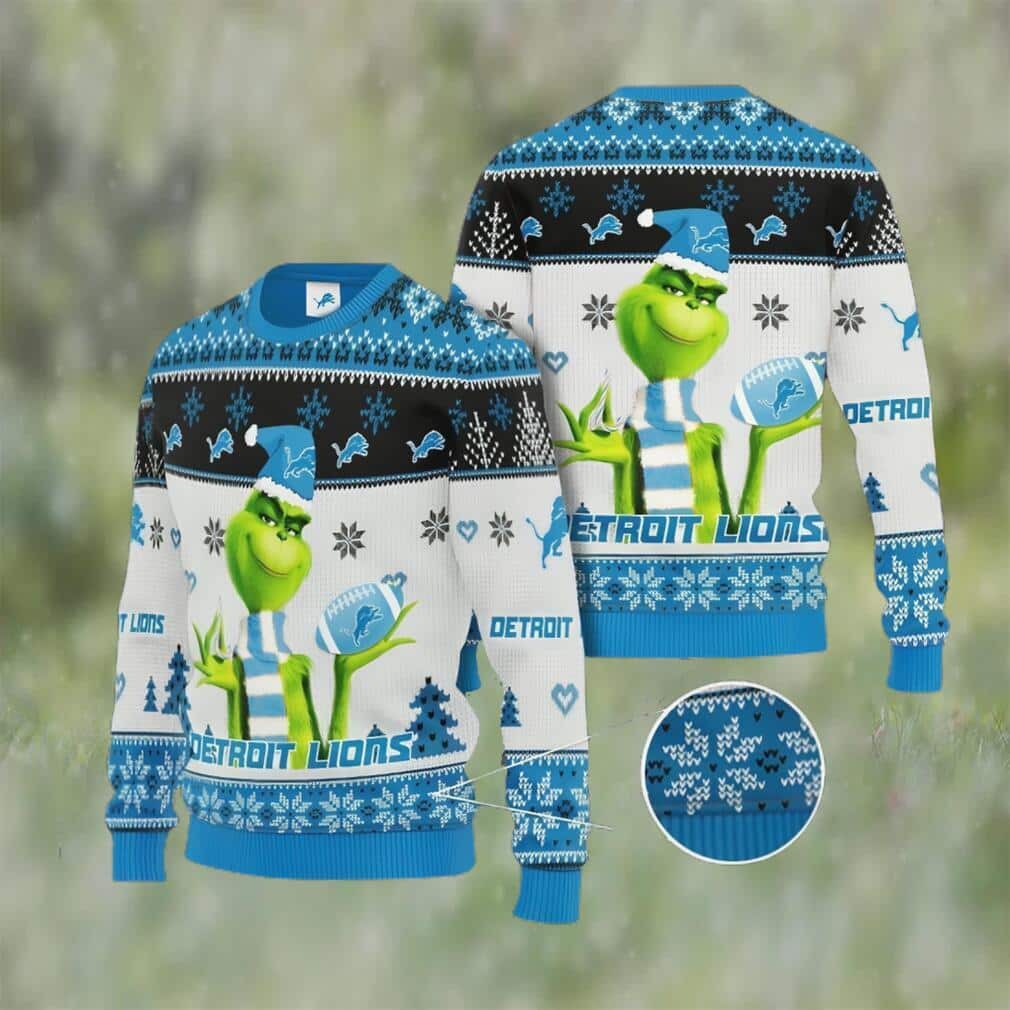 Funny Grinch NFL Detroit Lions Ugly Christmas Sweater Xmas Pattern Funny Grinch NFL Detroit Lions Ugly Christmas Sweater Xmas Pattern