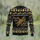 Black Dragonfly Ugly Christmas Sweater Sunflower Dragonfly Appear When Angels Are Near