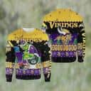 Funny Grinch NFL Vikings Minnesota Ugly Christmas Sweater Snowflake Pattern