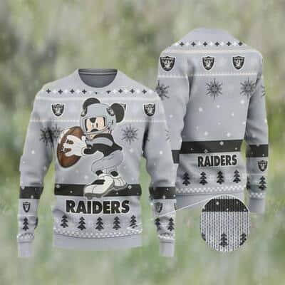 Gray Mickey NFL Las Vegas Raiders Ugly Christmas Sweater