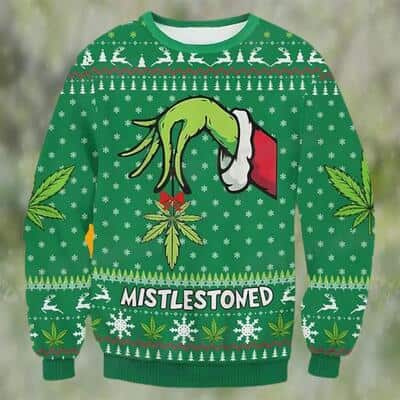 Green Grinch Ugly Christmas Sweater Mistlestoned