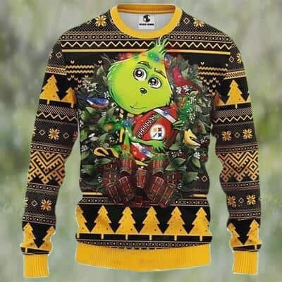 Funny Grinch Hugs NFL Pittsburgh Steelers Ugly Christmas Sweater