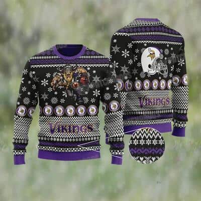 NFL Minnesota Vikings Ugly Christmas Sweater Snowflake Pattern