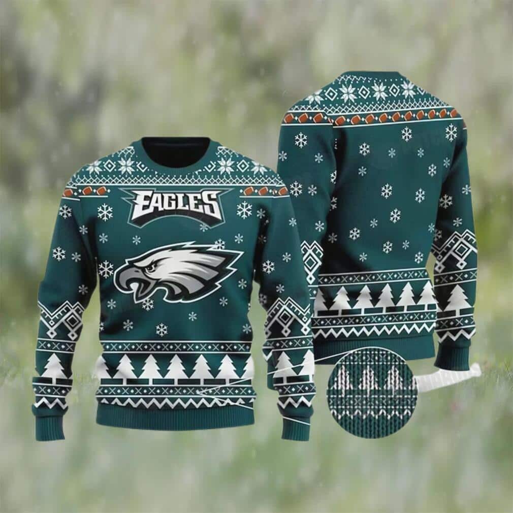 Green NFL Philadelphia Eagles Ugly Christmas Sweater Snowflake Pattern Green NFL Philadelphia Eagles Ugly Christmas Sweater Snowflake Pattern