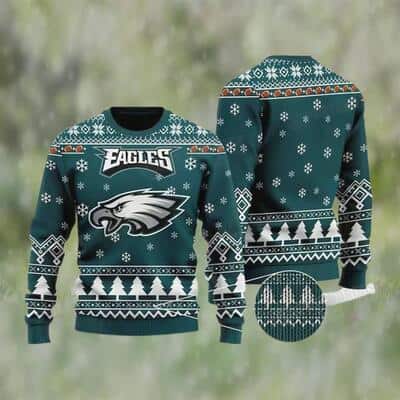 Green NFL Philadelphia Eagles Ugly Christmas Sweater Snowflake Pattern