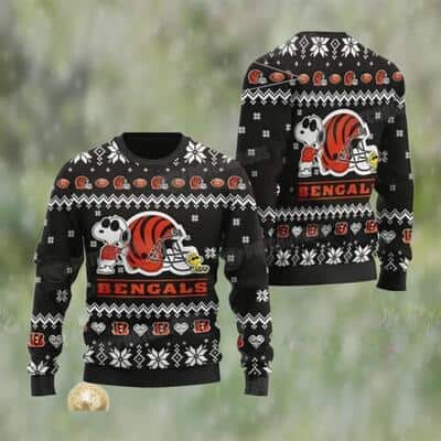 Black Snoopy And Woodstock NFL Cincinnati Bengals Ugly Christmas Sweater