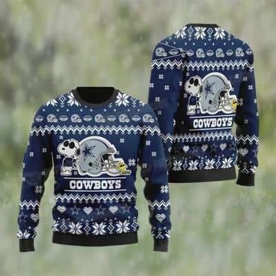 Snoopy NFL Dallas Cowboys Ugly Christmas Sweater Snowflake Pattern