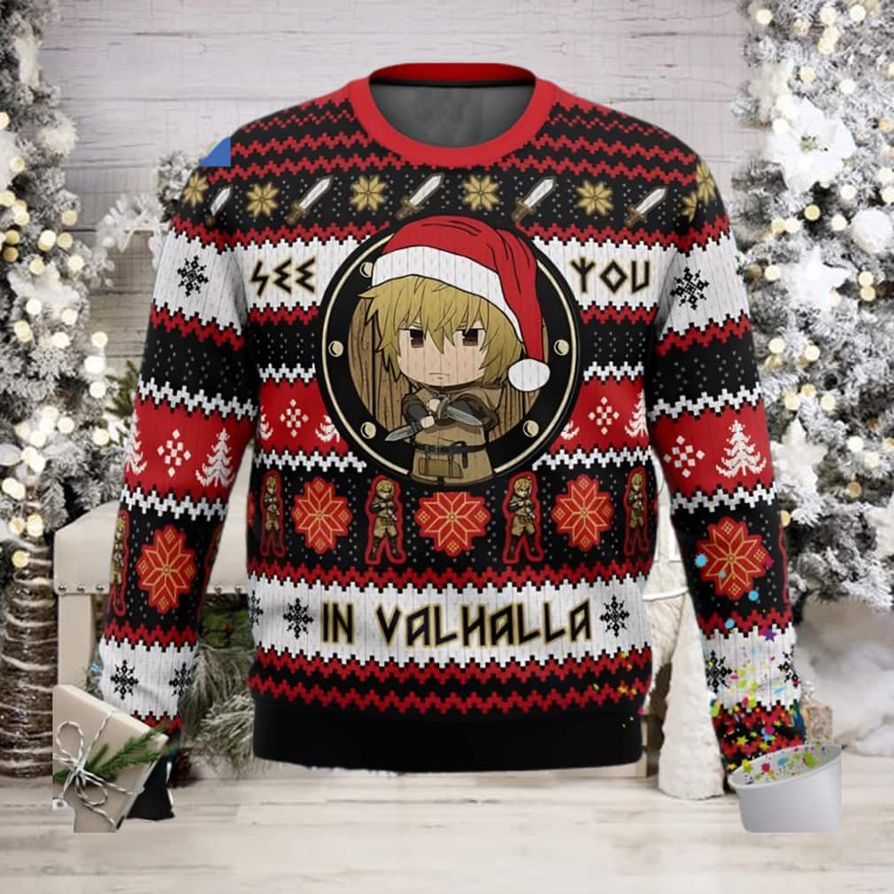 Vinland Saga Ugly Christmas Sweater See You In Valhalla Chevron Pattern Vinland Saga Ugly Christmas Sweater See You In Valhalla Chevron Pattern