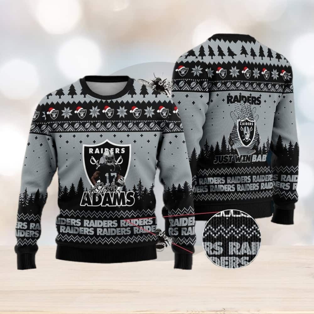NFL Las Vegas Raiders Ugly Christmas Sweater Just Win Baby NFL Las Vegas Raiders Ugly Christmas Sweater Just Win Baby