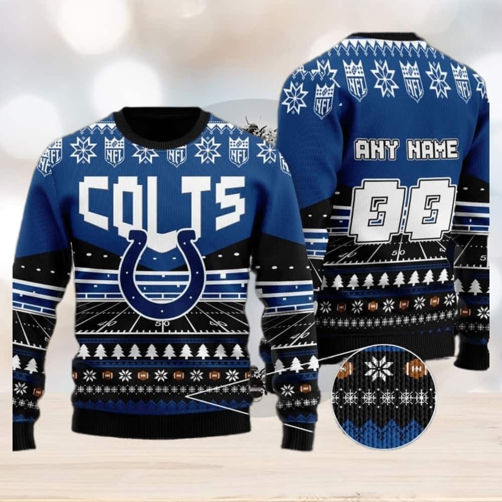 NFL Indianapolis Colts Ugly Christmas Sweater Custom Name Number NFL Indianapolis Colts Ugly Christmas Sweater Custom Name Number