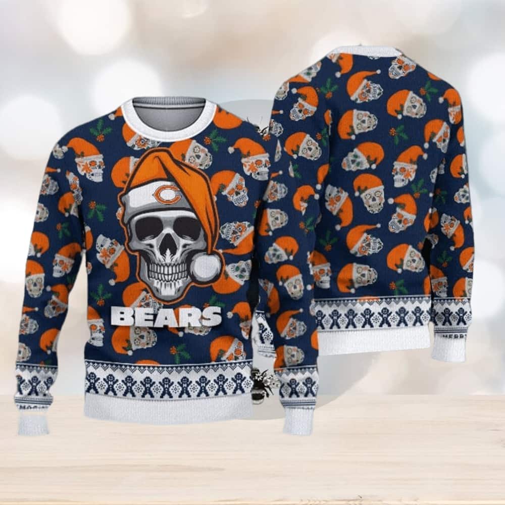 NFL Chicago Bears Ugly Christmas Sweater Skull Outwear NFL Chicago Bears Ugly Christmas Sweater Skull Outwear
