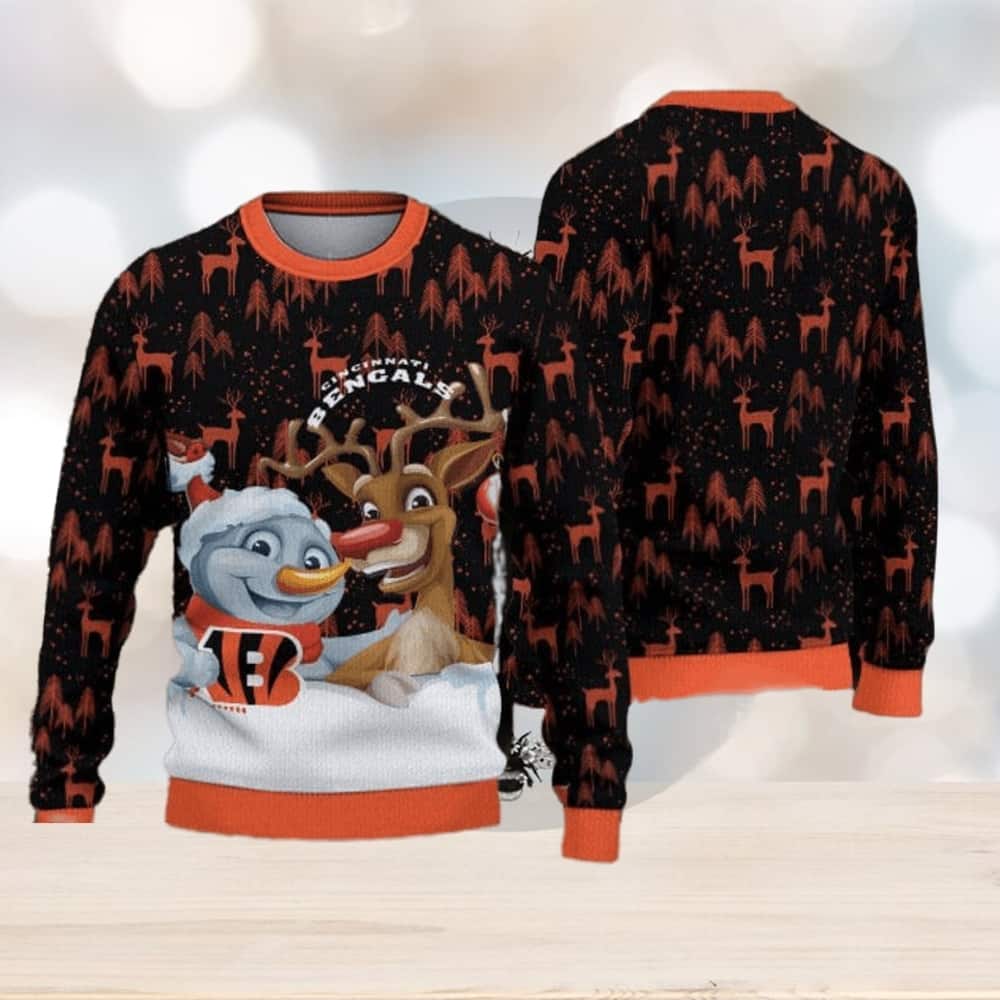 NFL Cincinnati Bengals Ugly Christmas Sweater Funny Reindeer NFL Cincinnati Bengals Ugly Christmas Sweater Funny Reindeer