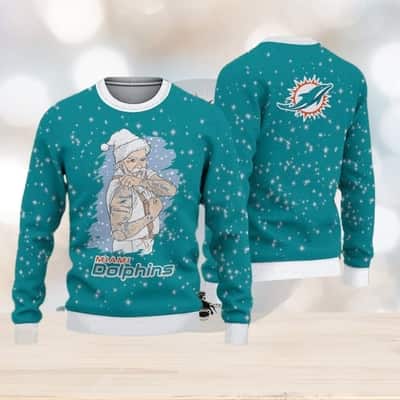 NFL Miami Dolphins Ugly Christmas Sweater Funny Santa Claus Tattoo