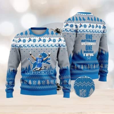 NFL Detroit Lions Ugly Christmas Sweater One Detroit One Pride