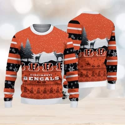 NFL Cincinnati Bengals Ugly Christmas Sweater Reindeer Winter Gift
