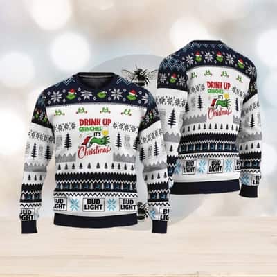 Bud Light Ugly Christmas Sweater Drink Up Grinches It’s Christmas Bud Light Ugly Christmas Sweater Drink Up Grinches It’s Christmas