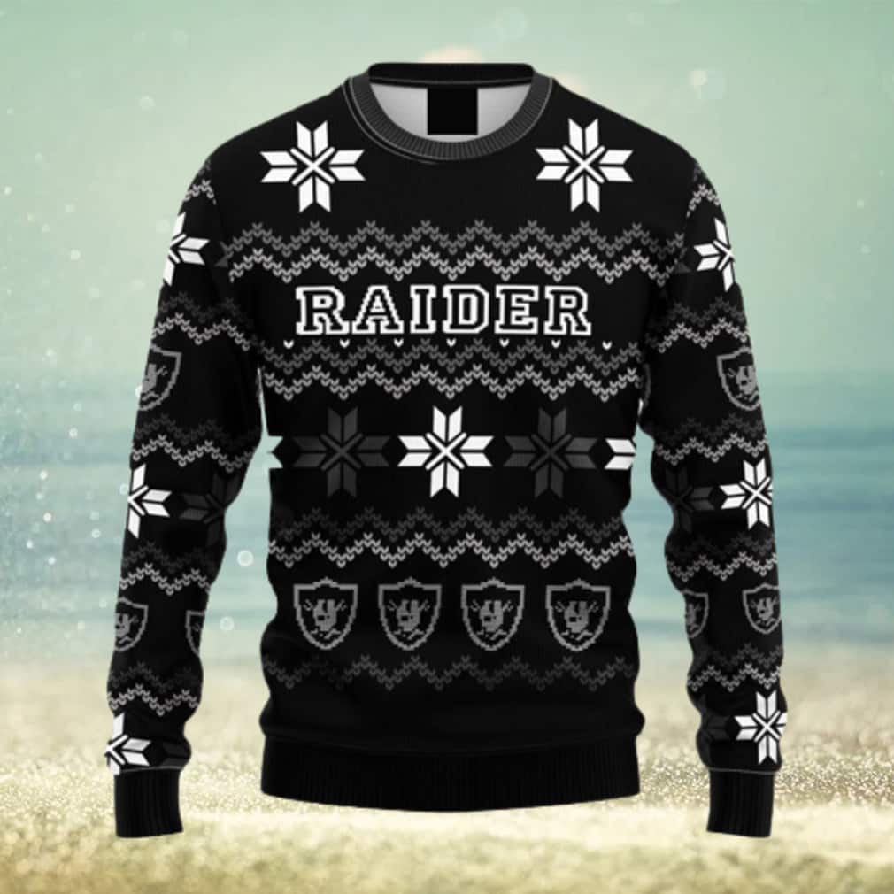 Black NFL Las Vegas Raiders Ugly Christmas Sweater Chevron Pattern Black NFL Las Vegas Raiders Ugly Christmas Sweater Chevron Pattern