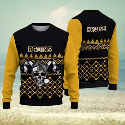 NHL Boston Bruins Ugly Christmas Sweater Skull